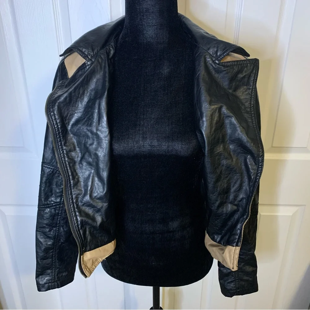 Red Snap Tan & Black Faux Leather Jacket - Picture 7 of 10